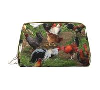 Trousse de maquillage portable en cuir pour femme et homme Motif dauphins, tortue de mer, requin, pieuvre, récif de corail, sac de maquillage pour voyage, Animal de la ferme, Taille unique