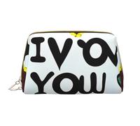 Trousse de maquillage portable en cuir pour femme - Organisateur de cosmétiques de voyage, grande pochette de maquillage imprimée confessions d'amour