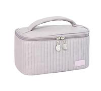 Trousse de maquillage portable en cuir synthétique de grande capacité pour femme avec de grands compartiments, leger, 21*13.5*12cm