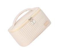 Trousse de maquillage portable en cuir synthétique de grande capacité pour femme avec de grands compartiments, Comme sur la photo., 21*13.5*12cm