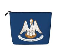 Trousse de maquillage portable en faux chanvre avec drapeau de l'État de la Louisiane, organiseur de voyage pour femme, grande capacité, pochette zippée
