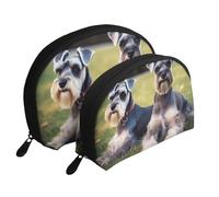 Trousse de maquillage portable en forme de papillon avec fermeture éclair et compartiments intérieurs, Chiens Schnauzer adultes, Taille unique