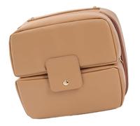 Trousse de maquillage portable en polyuréthane avec intérieur spacieux, pratique pour le rangement des articles de toilette de voyage et l'organisation quotidienne du maquillage, café, Beauté de masse