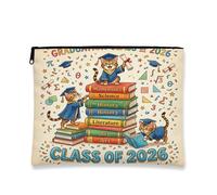 Trousse de maquillage portable en toile avec fermeture éclair Motif chats du Bengale Congrats Grad 17,8 x 22,9 cm