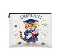 Trousse de maquillage portable en toile avec motif chats du Bengale avec inscription « Congrats Grad Bengal Cats » - Jolie pochette de voyage pour femmes et filles - Petite pochette de voyage portable