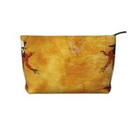 Trousse de maquillage portable en velours côtelé imprimé empreintes de pattes d'animaux pour voyage, essentiels quotidiens, femmes et filles, Égypte ancienne, One Size, Trousse de maquillage