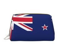 Trousse de maquillage portable étanche en cuir avec fermeture éclair et drapeau de la Nouvelle-Zélande pour la maison, les voyages, pour organiser les articles de toilette divers, blanc, Taille unique