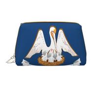 Trousse de maquillage portable étanche en cuir avec fermeture éclair et drapeau de l'État de la Louisiane pour la maison, les voyages, pour organiser les articles de toilette divers, blanc, Taille