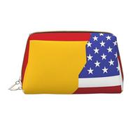 Trousse de maquillage portable étanche en cuir avec motif drapeau espagnol américain avec fermeture éclair pour la maison, les voyages, pour organiser les articles de toilette divers, blanc, Taille