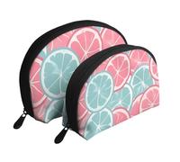 Trousse de maquillage portable flamant rose avec fleurs - Organiseur de maquillage de voyage avec fermeture éclair et compartiments intérieurs, Tranches d'agrumes roses et bleues, Taille unique