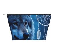 Trousse de maquillage portable Golden Retriever - Grande capacité - Fermeture éclair - Étanche - Pour homme et femme, Loups et attrape-rêves, Taille unique, Organiseur de sac