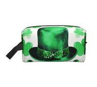 Trousse de maquillage portable Hello Hawaï pour femme et fille, grande capacité, trousse de maquillage de voyage avec poignée, Happy St Patrick's Day, Taille unique, Trousse de maquillage