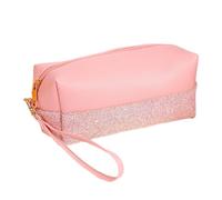 Trousse de Maquillage Portable Mini en PU Rose Brillante | Format Compact, Finition Scintillante, Protection les Fuites et L’abrasion, Prise en Main Facile