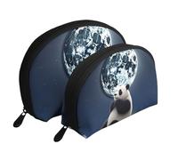 Trousse de maquillage portable motif chien - Organiseur de maquillage de voyage avec fermeture éclair et compartiments intérieurs, Panda et lune., Taille unique