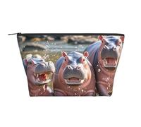 Trousse de maquillage portable noire avec motif berger allemand - Grande capacité - Poche zippée - Étanche - Pour homme et femme, Bébé Hippopotame, Taille unique, Organiseur de sac