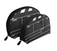 Trousse de maquillage portable noire classique avec fermeture éclair et compartiments intérieurs, CLASSIC MOVIE CLASSIC NOIR, Taille unique