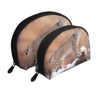 Trousse de maquillage portable noire classique avec fermeture éclair et compartiments intérieurs, Wild Bobcat, Taille unique