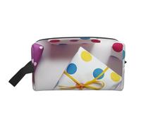 Trousse de maquillage portable noire et blanche à gros pois pour femmes et filles de grande capacité avec poignée, Jolis pois., Taille unique, Trousse de maquillage