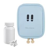 Trousse de maquillage portable - Pochette de rangement compacte avec plusieurs compartiments, fournitures de voyage légères pour l'extérieur, les voyages d'affaires, la randonnée, bleu, Reportez-vous