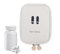 Trousse de maquillage portable - Pochette de rangement compacte avec plusieurs compartiments, fournitures de voyage légères pour l'extérieur, les voyages d'affaires, la randonnée, Couleur crème