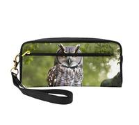 Trousse de maquillage portable pour femme avec motif chouette et branches d'arbre