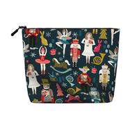Trousse de maquillage portable pour femme Casse-noisette Ballet Danse de Noël Faux Chanvre Organisateur de voyage Grande capacité Poche zippée