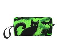 Trousse de maquillage portable pour femme Motif fantôme horreur Halloween Noir Vert, blanc, Taille unique, Trousse de maquillage
