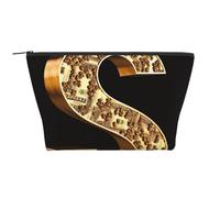 Trousse de maquillage portable steampunk avec horloge - Grande capacité - Fermeture éclair - Étanche - Pour homme et femme, Signe du dollar d'or 1, Taille unique, Organiseur de sac