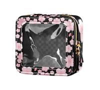 Trousse de maquillage portable transparente avec fleurs de cerisier zéphyr japonais, pour voyage