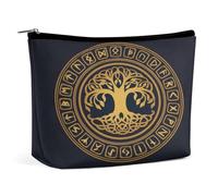 Trousse de Maquillage Portable Triple déesse avec Pentagramme et Arbre de Vie Wiccan, Pochette de Rangement Multifonction, Trousse de Maquillage en PU, Organisateur de Papeterie avec Fermeture éclair