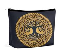 Trousse de Maquillage Portable Triple déesse avec Pentagramme et Arbre de Vie Wiccan, Pochette de Rangement Multifonction, Trousse de Maquillage en PU, Organisateur de Papeterie avec Fermeture éclair