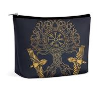 Trousse de Maquillage Portable Triple déesse avec Pentagramme et Arbre de Vie Wiccan, Pochette de Rangement Multifonction, Trousse de Maquillage en PU, Organisateur de Papeterie avec Fermeture éclair