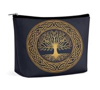 Trousse de Maquillage Portable Triple déesse avec Pentagramme et Arbre de Vie Wiccan, Pochette de Rangement Multifonction, Trousse de Maquillage en PU, Organisateur de Papeterie avec Fermeture éclair