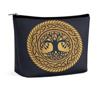 Trousse de Maquillage Portable Triple déesse avec Pentagramme et Arbre de Vie Wiccan, Pochette de Rangement Multifonction, Trousse de Maquillage en PU, Organisateur de Papeterie avec Fermeture éclair