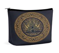 Trousse de Maquillage Portable Triple déesse avec Pentagramme et Arbre de Vie Wiccan, Pochette de Rangement Multifonction, Trousse de Maquillage en PU, Organisateur de Papeterie avec Fermeture éclair