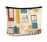 Trousse de maquillage portable, trousse de toilette moderne du milieu du siècle, trousse de maquillage, grande capacité, pochette à fermeture éclair, trousse de toilette de voyage pour femmes et homme