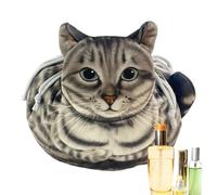 Trousse de Maquillage pour Chat - 17,7 x 17,7 cm - Trousse de Toilette Portable - en Fibre de Polyester - Housse d'organisation - Cas pour Femmes, Adolescentes, Filles, Voyage, Camping Sportif