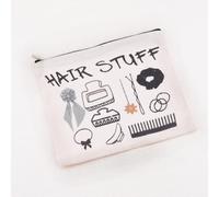 Trousse de maquillage pour cheveux - Cadeau pour femme - Pochette à fermeture éclair - Avec pince dessinée à la main - Imprimé chouchou - Cadeau pour amis, meilleures coiffeuses