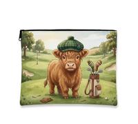 Trousse de maquillage pour chien de golf, trousse de maquillage à imprimé animal de dessin animé pour femme, sac de rangement portable à fermeture éclair, essentiels de voyage en plein air pour le