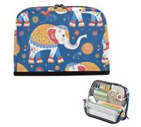 Trousse de maquillage pour costume ethnique éléphant grande capacité - Organiseur de bureau debout pour adultes