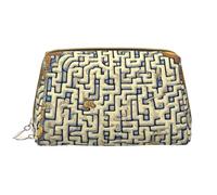 Trousse de maquillage pour femme avec carte au trésor labyrinthe - Grande capacité - En cuir synthétique - Fermeture éclair - Portable - Large ouverture