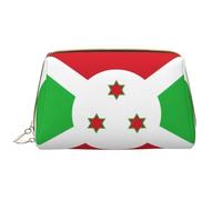 Trousse de maquillage pour femme avec drapeau du Burundi - Grande capacité - Trousse de maquillage de voyage en cuir synthétique avec fermeture éclair - Organiseur portable à large ouverture, blanc