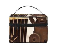 Trousse de maquillage pour femme avec impression de maïs soufflé et de film - Trousse de maquillage portable de voyage avec pochette intérieure et poignée