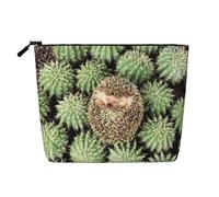 Trousse de maquillage pour femme avec imprimé cactus hérissons, trousse de toilette, organisateur de maquillage de voyage spacieux, Noir , Taille unique