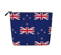Trousse de maquillage pour femme avec imprimé drapeau de la Nouvelle-Zélande, grande capacité, parfaite pour les voyages et un usage quotidien, Noir , Taille unique