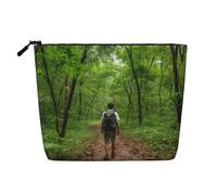 Trousse de maquillage pour femme avec imprimé jungle tropicale sauvage, grande capacité, parfaite pour les voyages et un usage quotidien, Noir , Taille unique