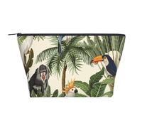 Trousse de maquillage pour femme avec imprimé paysage d'hiver - Trapézoïdale - Trousse de toilette avec fermeture éclair - Organiseur d'accessoires, Arbres et animaux, Taille unique, Trousse de
