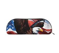 Trousse de maquillage pour femme avec imprimé vin rouge, Aigle avec drapeau des États-Unis, One Size