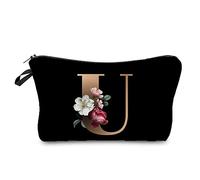 Trousse de maquillage pour femme avec lettre de A à Z imprimée - Trousse de maquillage portable de voyage pour accessoires de toilette - Organiseur de mode - Sac à main de protection - Sacs de beauté