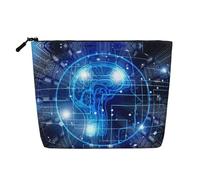 Trousse de maquillage pour femme avec motif de cerveau, intelligence artificielle, convient pour le rangement quotidien, les voyages et les voyages d'affaires.